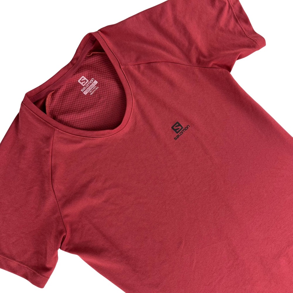 Salomon Running Trail T-Shirt Womens S Red Quick Dry Mesh Performance Active Top